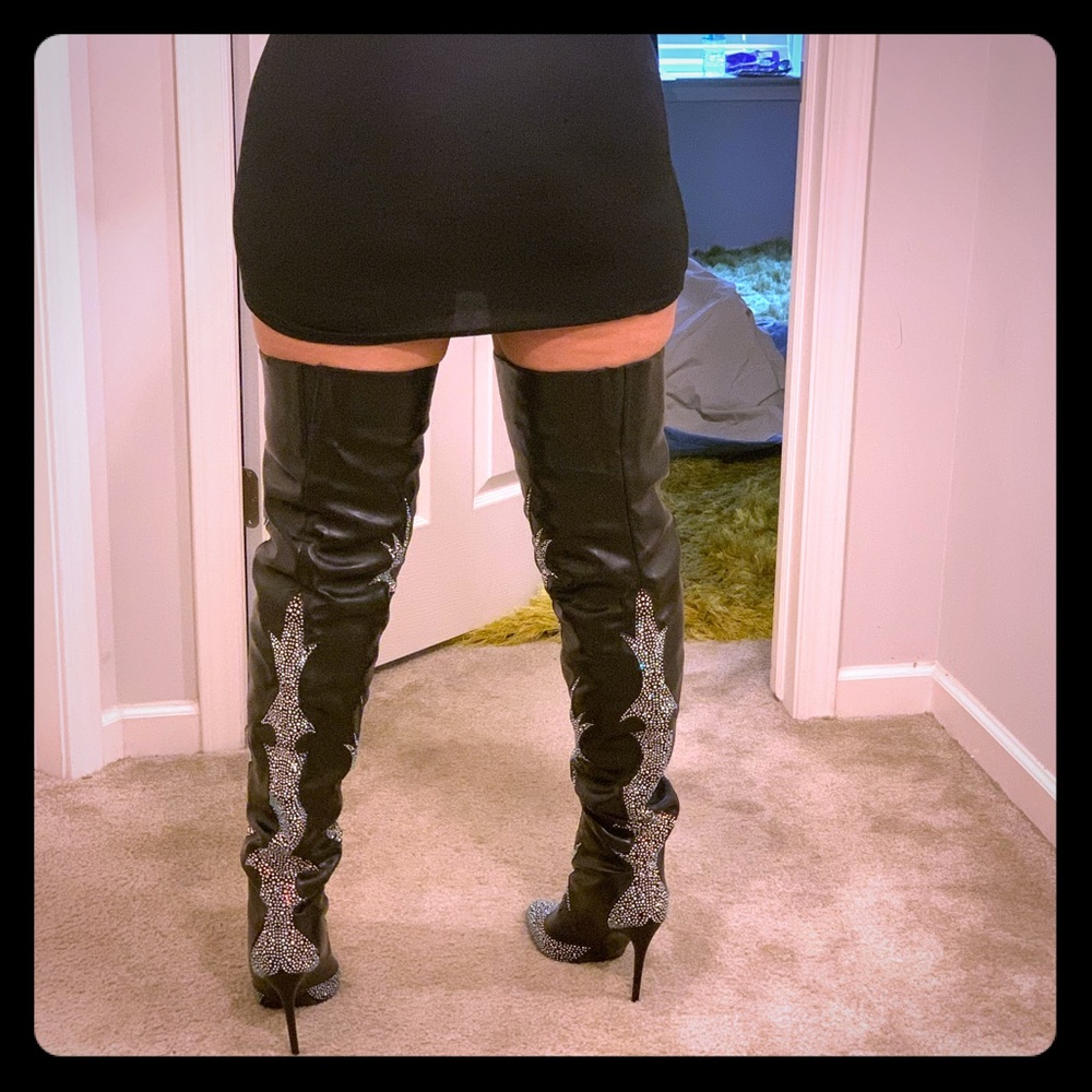 Brand new over the knee sexy studded blk boots